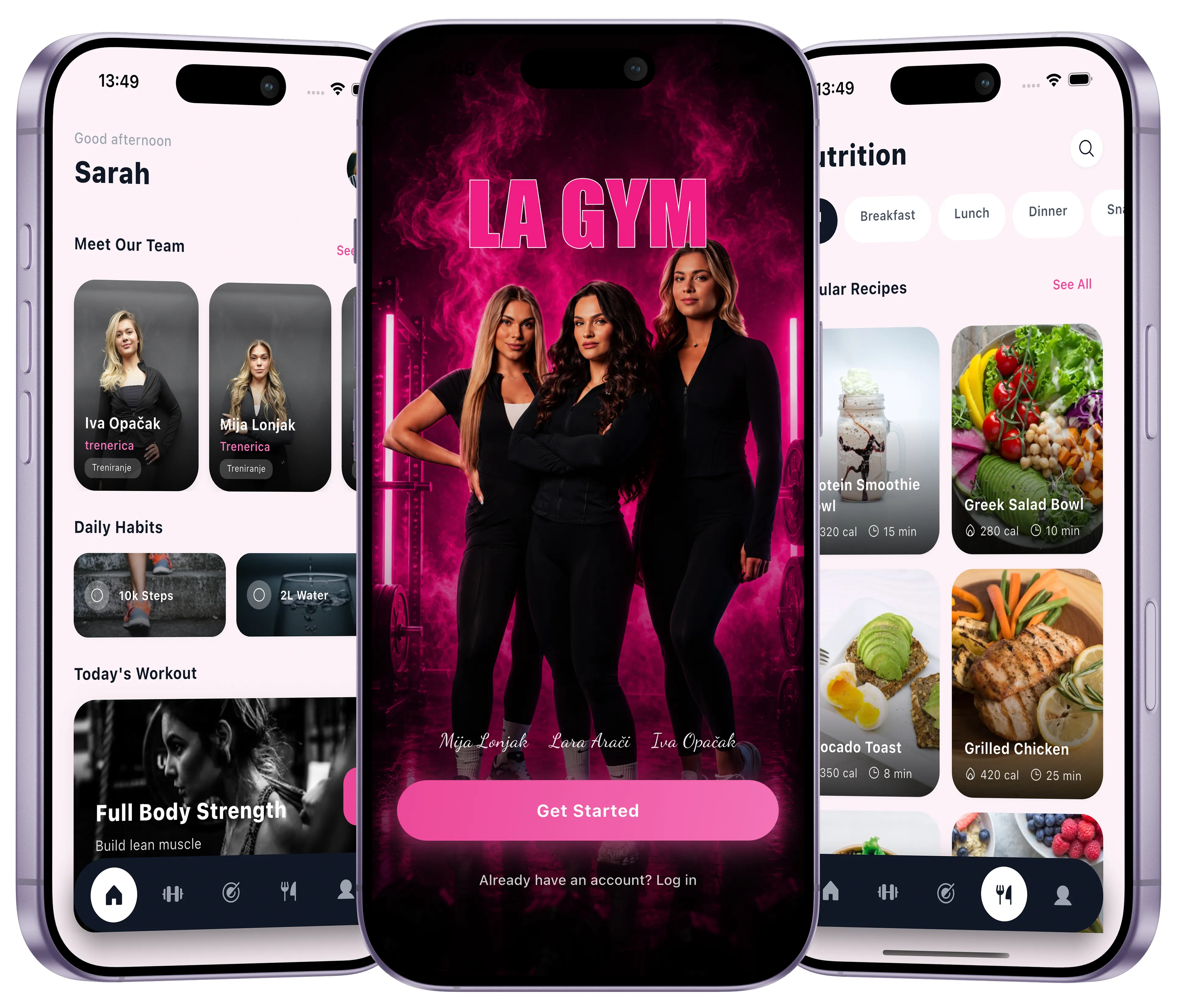 LA GYM App Screens